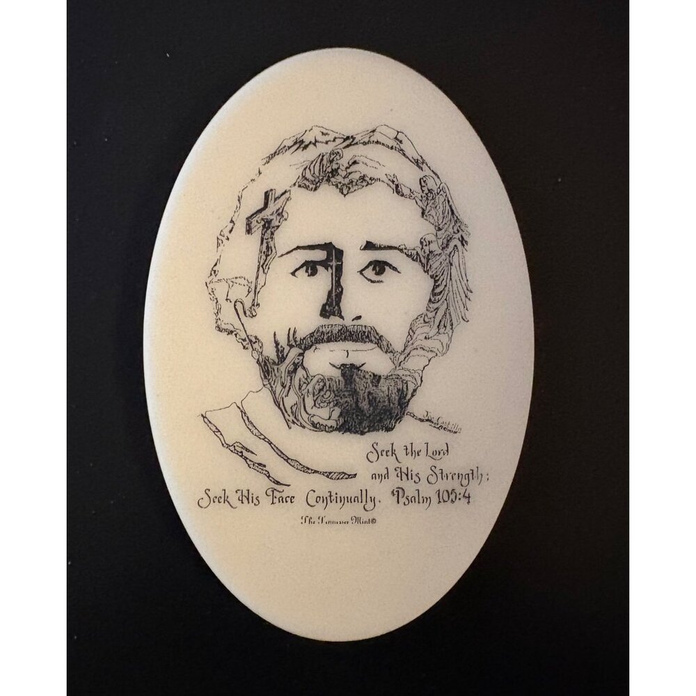 The Tennessee Mint Etched Oval Stone Plaque The Face Of Christ Joe Castillo
